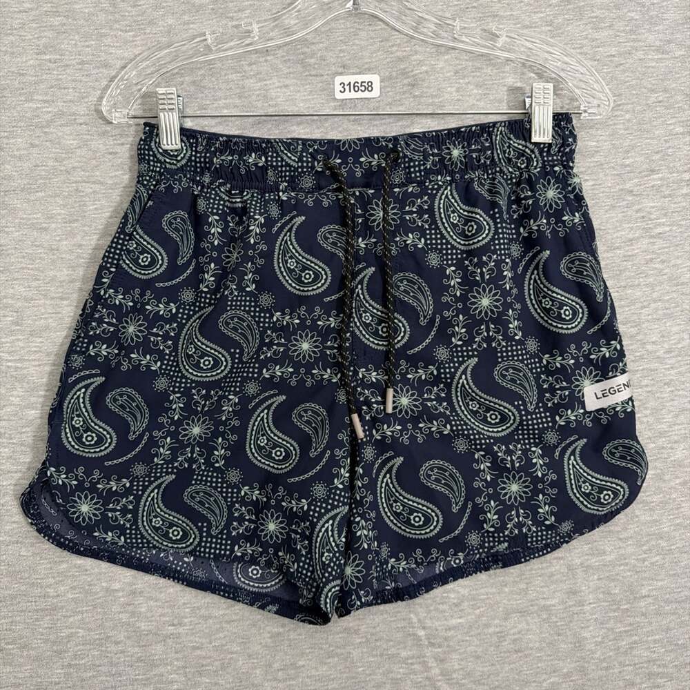 Legends Mens Small Navy Paisley Bandana Luka Shorts 4 Inseam With Liner